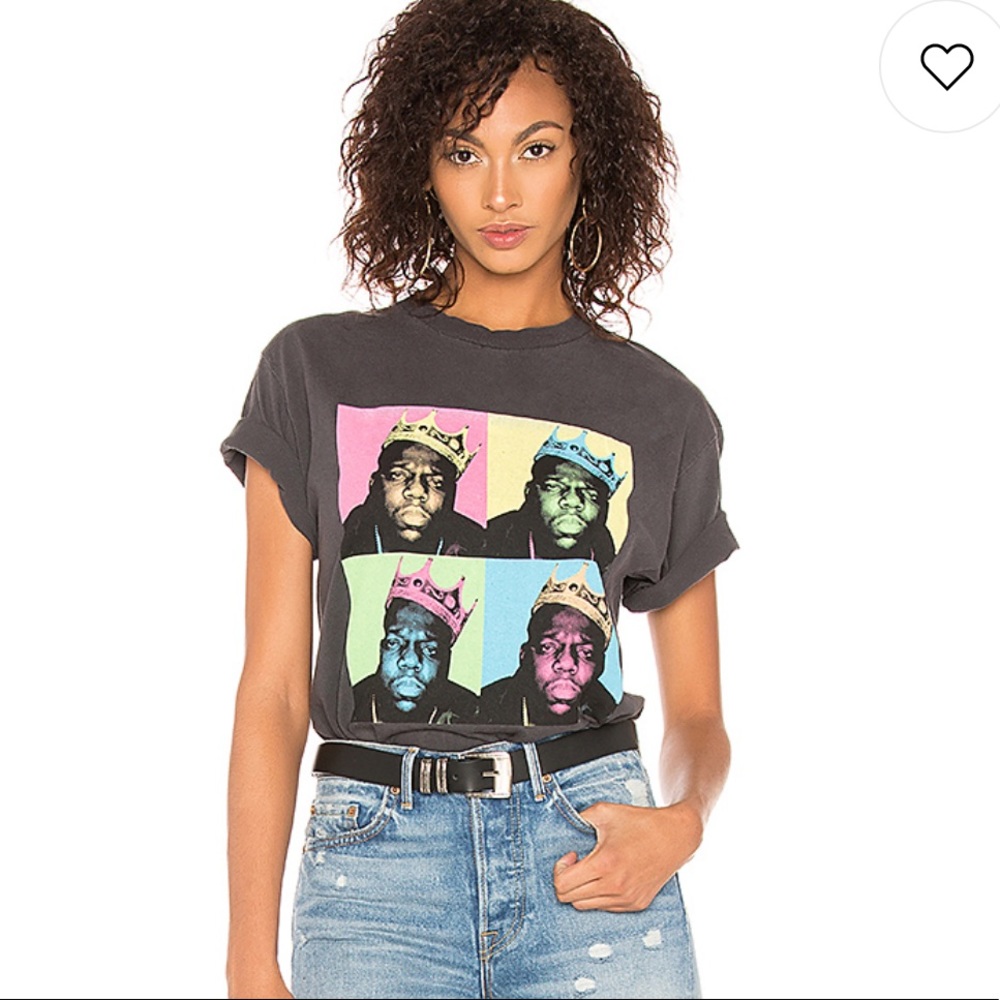 Daydreamer Black Short Sleeve Notorious B.I.G. Pop Art Tee with Pastel Panels